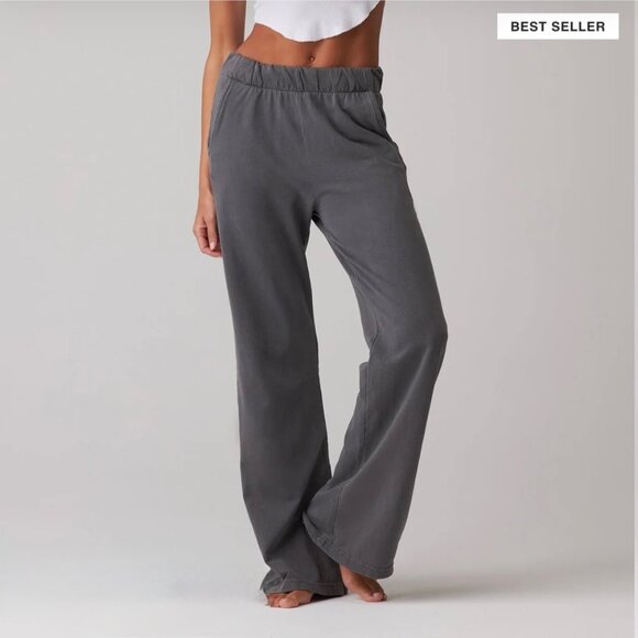 Talentless French Terry Wide Leg Lounge Pants Steel Grey Casual Streetwear Small - Picture 1 of 13